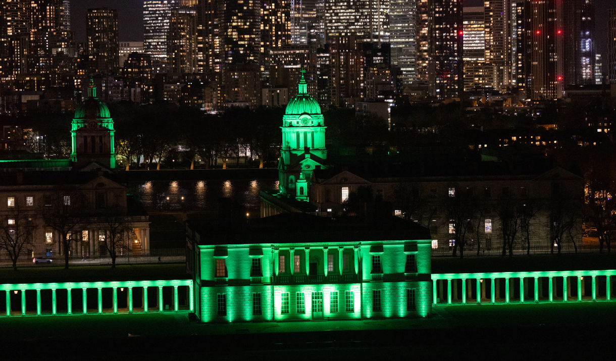 Queen's House and Old Royal Naval College turn Green for GreenWitch